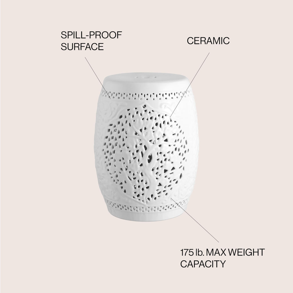 White Ceramic Garden Stool U19084