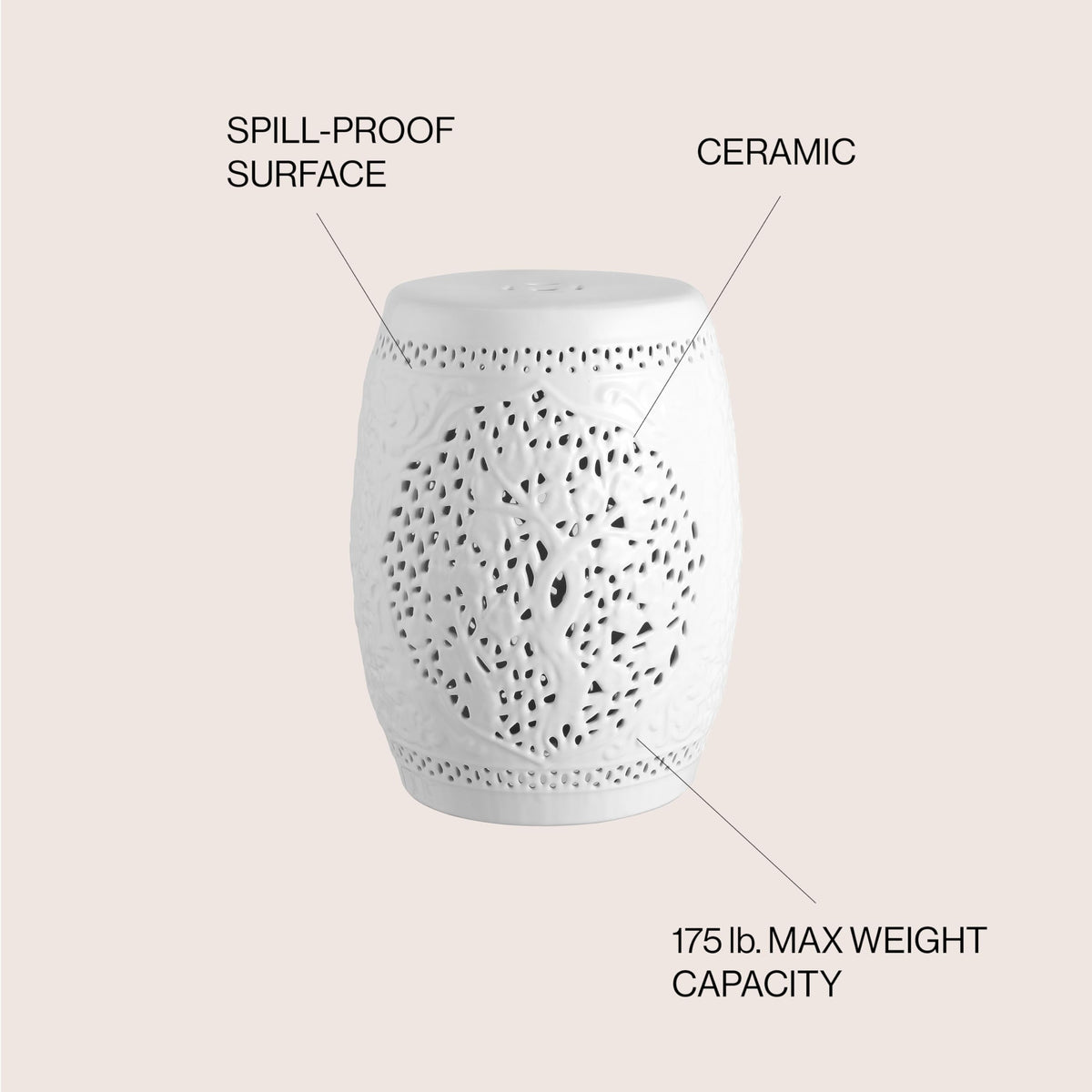 White Ceramic Garden Stool U19084