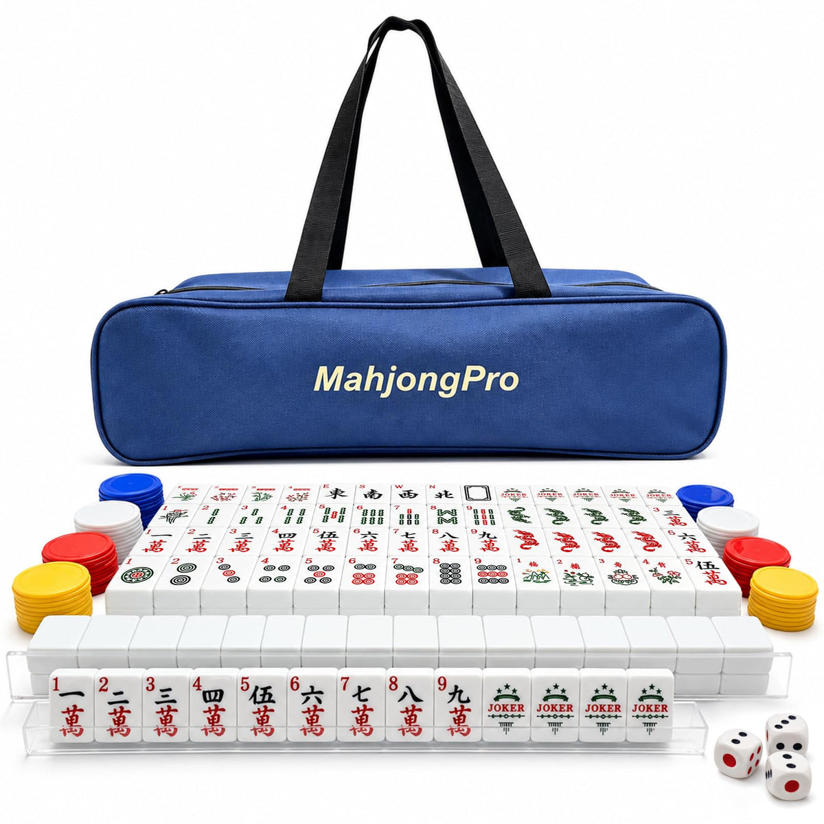 166 Mahjong Tiles 4 Racks 4 Pushers Mahjong Set Z845044