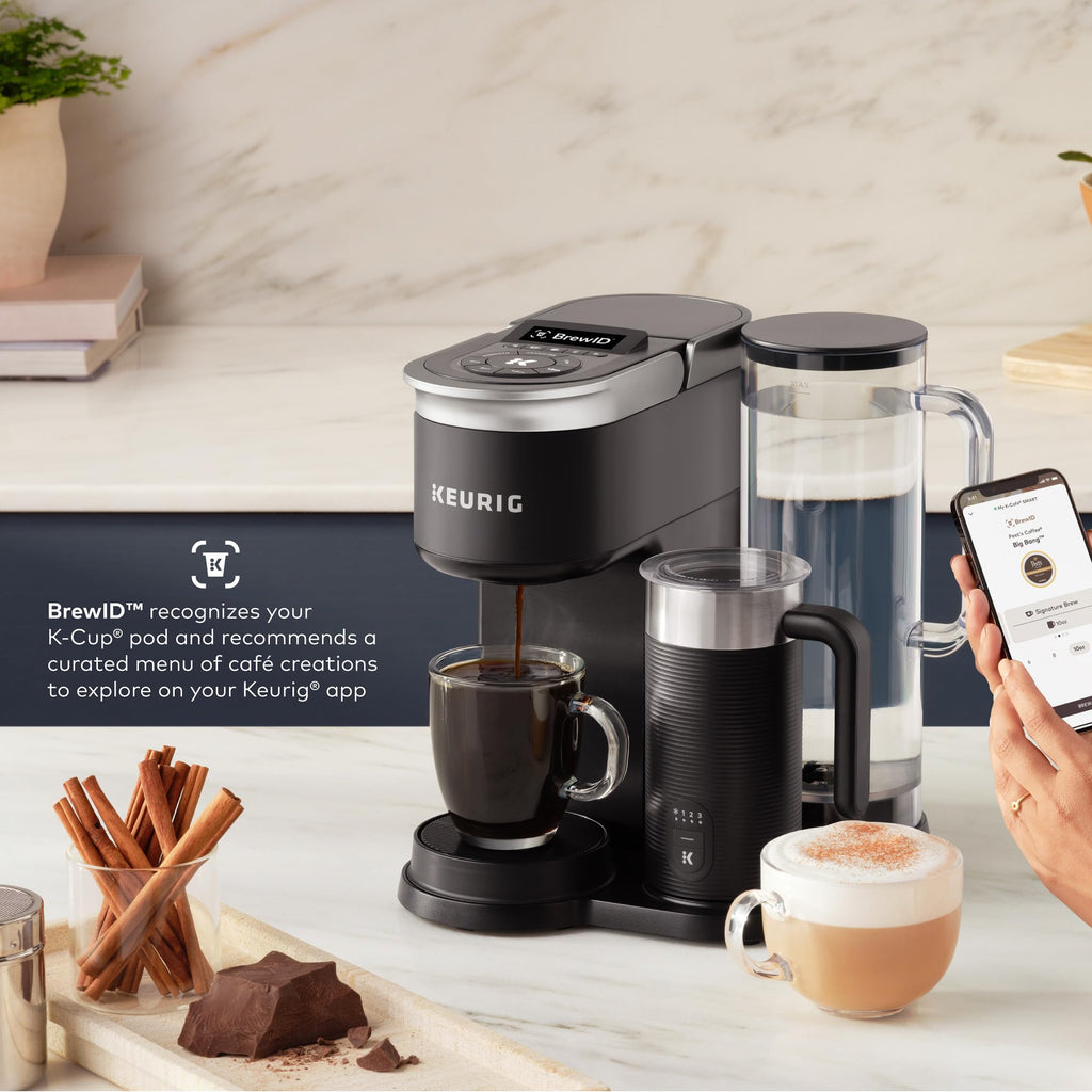Single Serve Coffee Maker with Built-In Frother, 6 Brew Sizes, Black P700