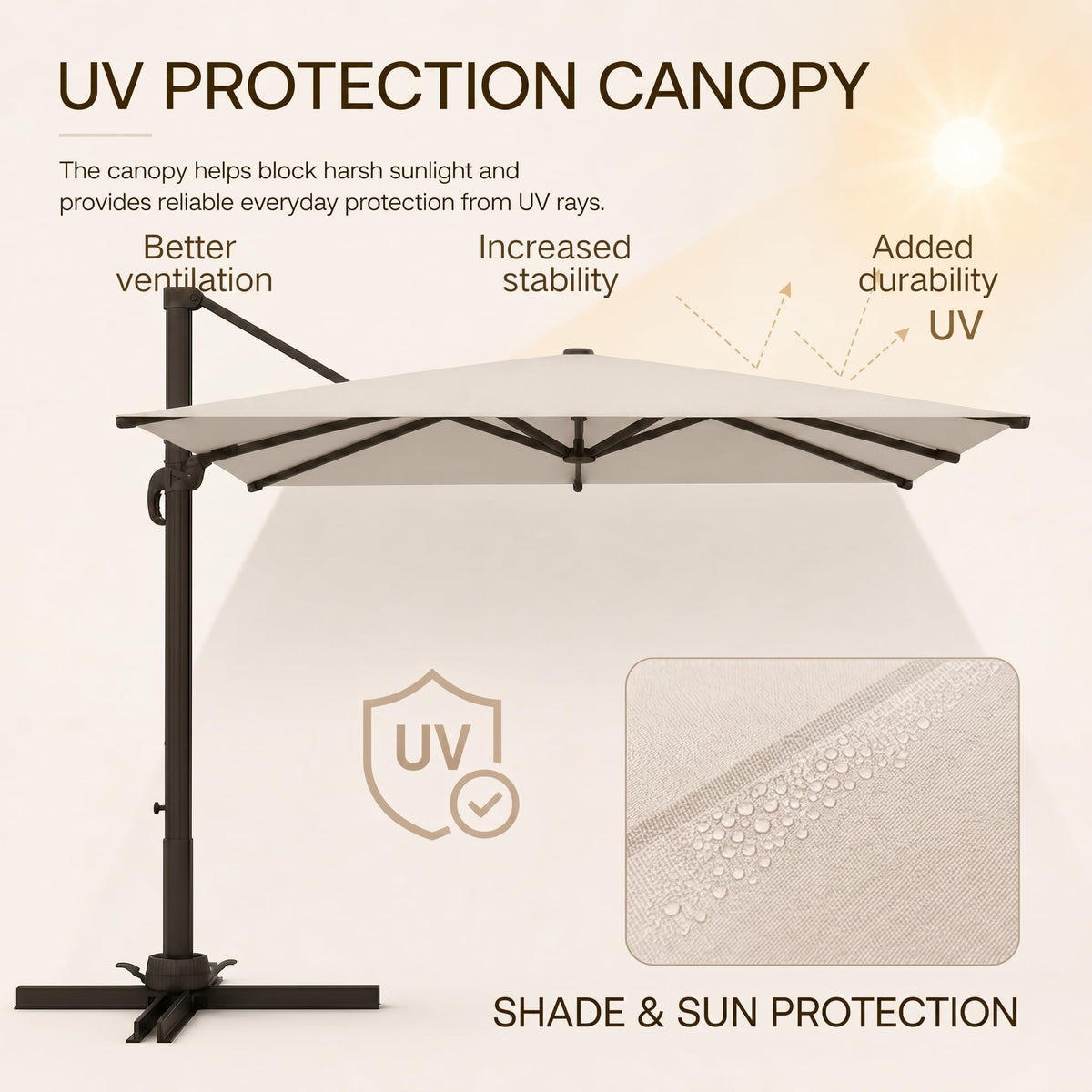 11ft Offset Cantilever Patio Umbrella with Solar Lights A749548