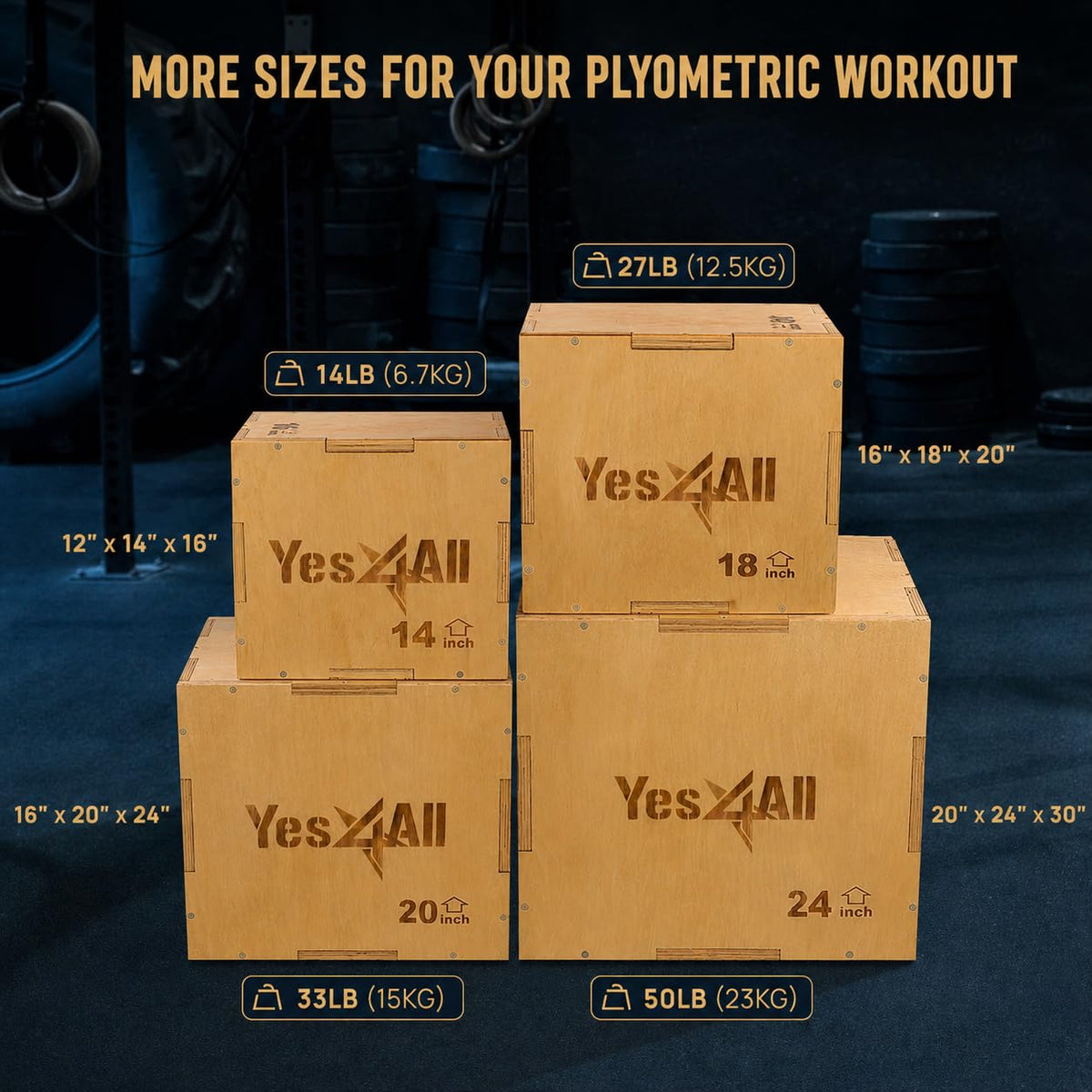 3-in-1 Wooden Plyo Box J190