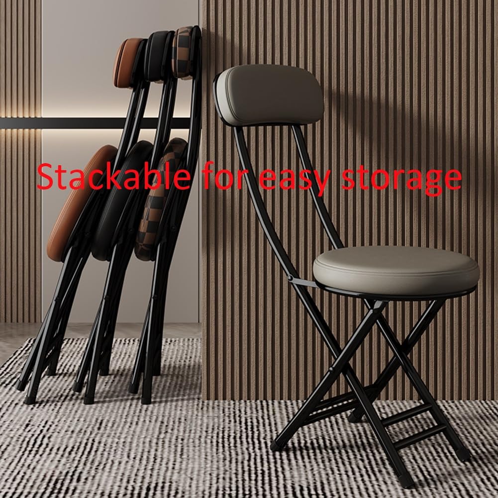 Portable Folding Cushioned Bar Stool 18 Inch Black B542