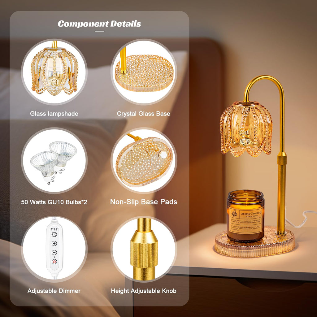 Candle Warmer Lamp with Timer & Dimmable Light Y109499