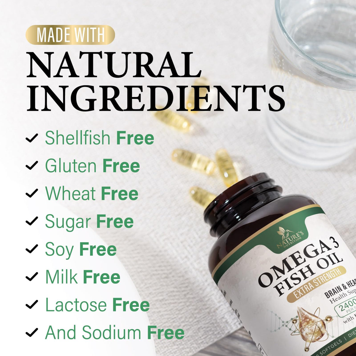 Omega 3 Fish Oil 2400mg 120 Softgels V66125