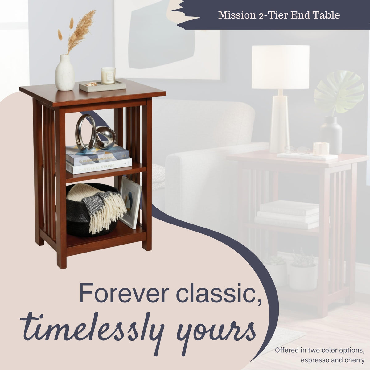 Cherry 3-Tier End Table V48122