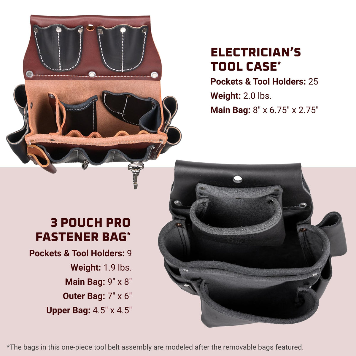 Leather Electrician Tool Set with 31 Pockets T62355