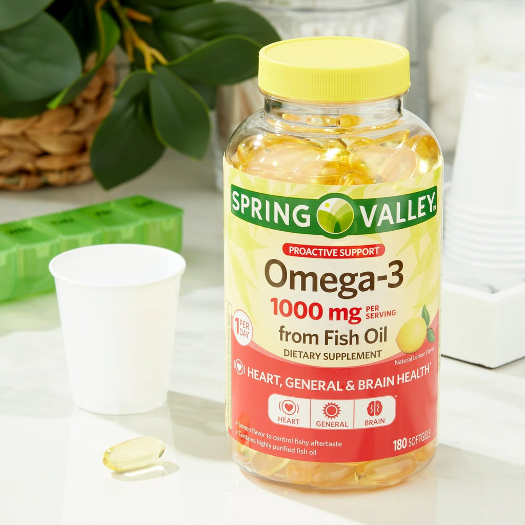 Omega-3 Fish Oil Soft Gels 1000 mg 180 Count Dietary Supplement W11543