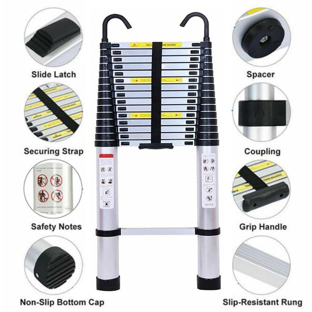 Aluminum Telescoping Extension Ladder 330 Lb Capacity H5926