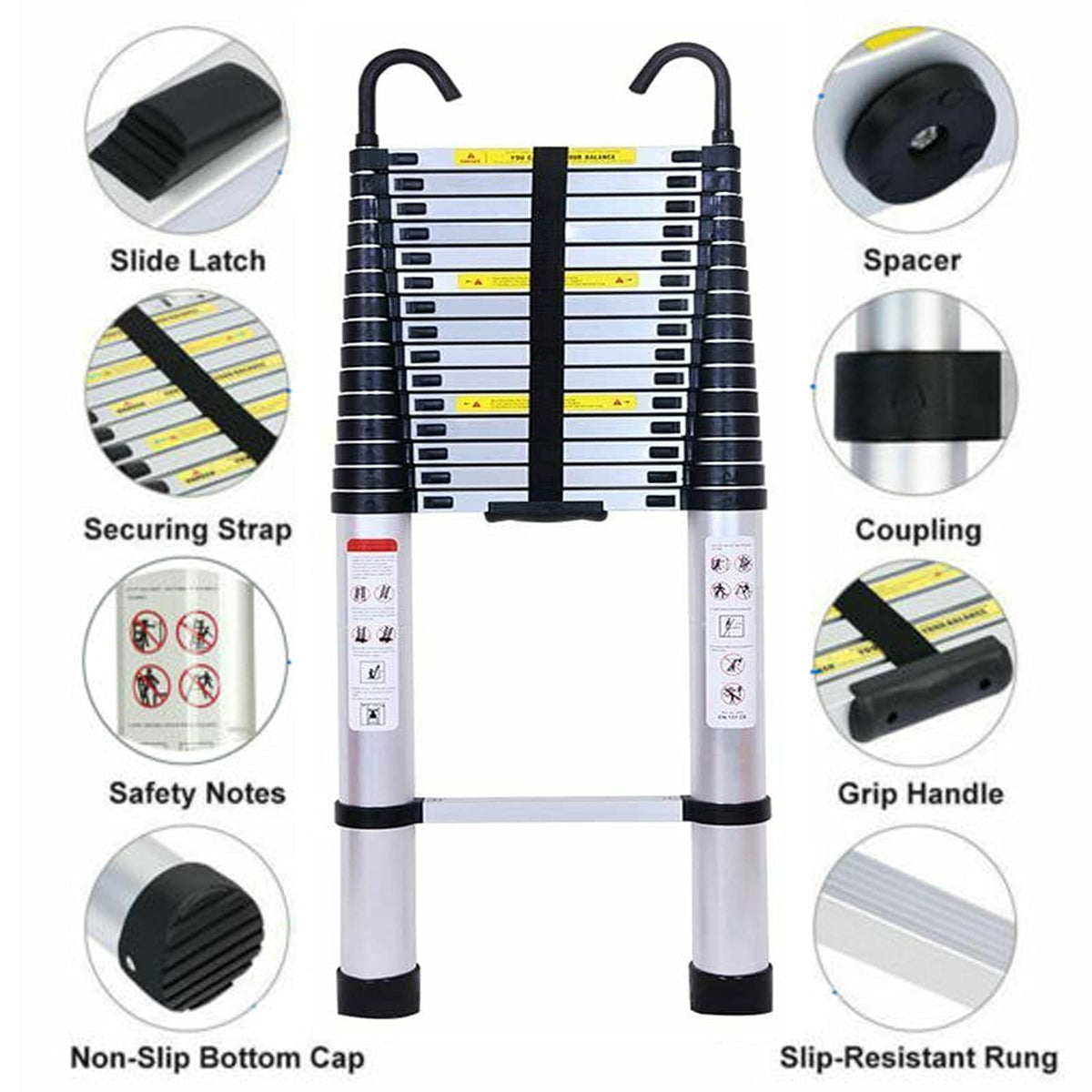 Aluminum Telescoping Extension Ladder 330 Lb Capacity H5926