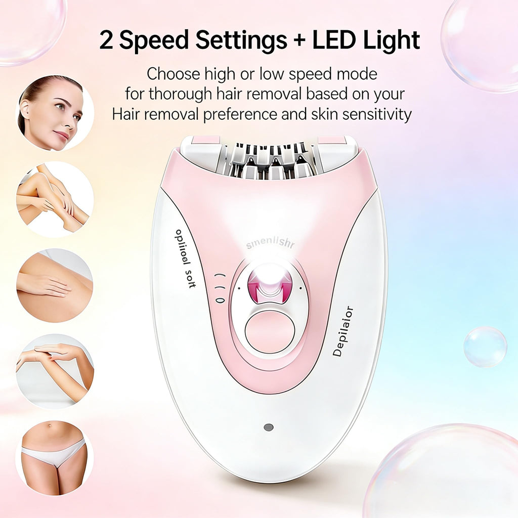 Rechargeable 2 Speed Epilator with LED Light & 36 Tweezers J343