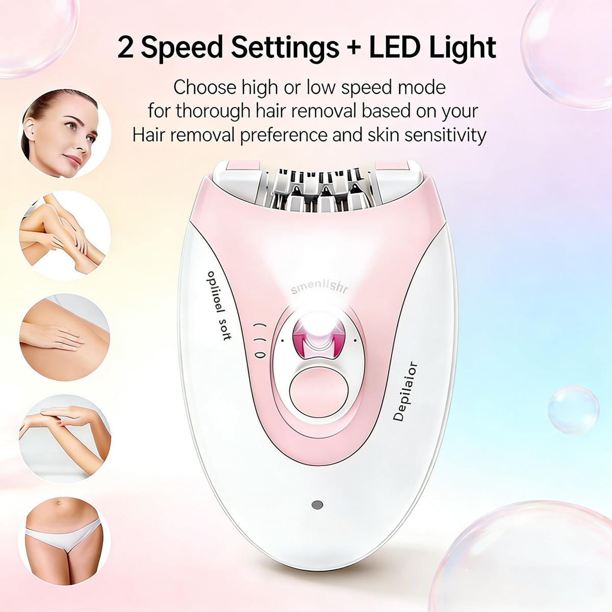 Rechargeable 2 Speed Epilator with LED Light & 36 Tweezers J343