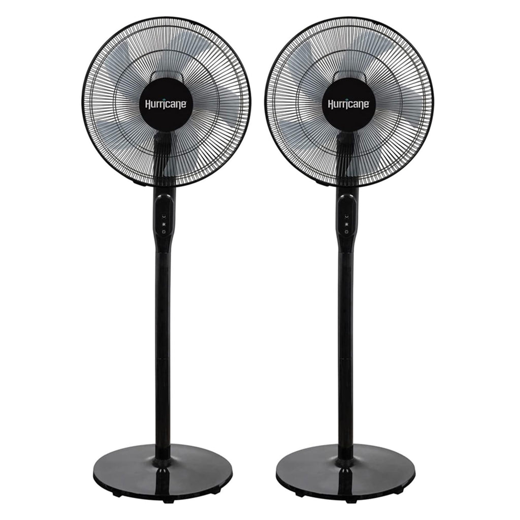 2 Pack Oscillating Pedestal Stand Fan, 12-Speed, 16", Black with Remote Control A394