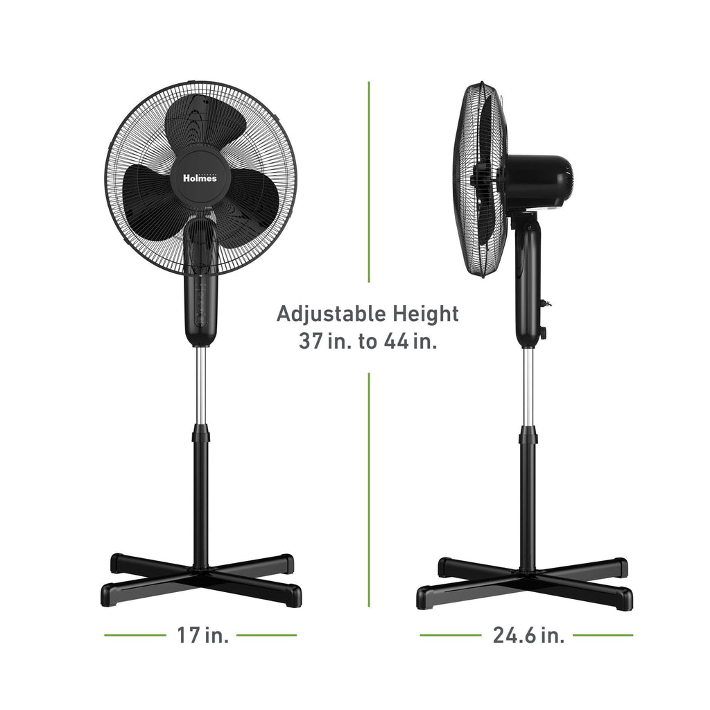 16" Digital Stand Fan, 80° Oscillation, 3 Speeds, Remote Control, Black P482370
