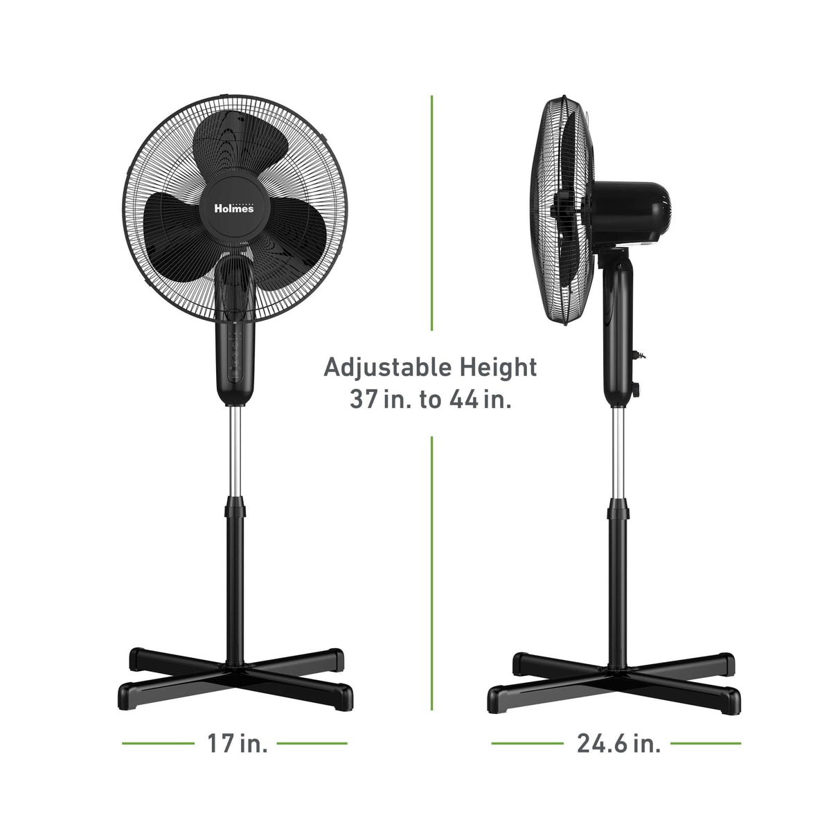 16" Digital Stand Fan, 80° Oscillation, 3 Speeds, Remote Control, Black P482370