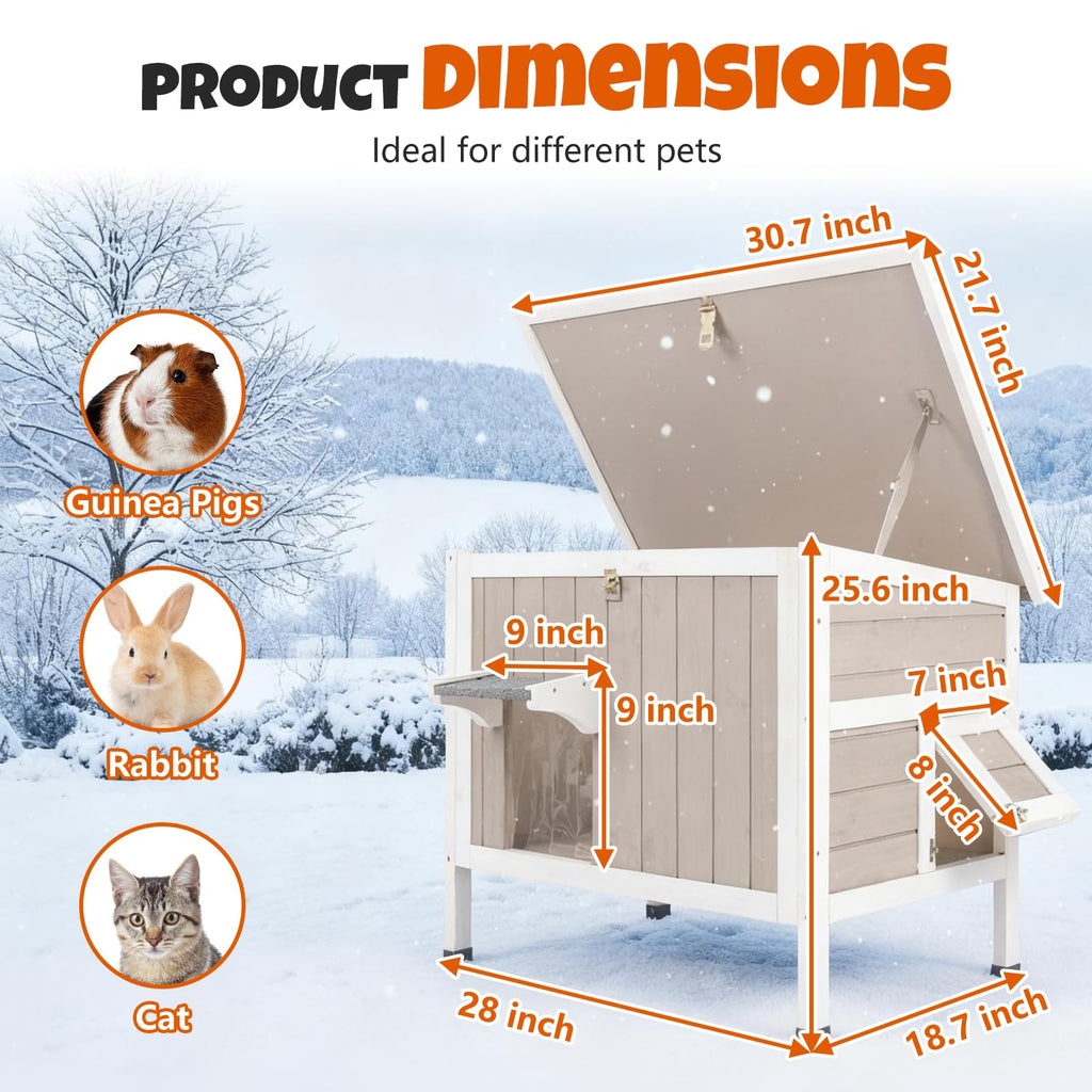 Weatherproof Wooden Outdoor Cat House with Escape Doors Q589