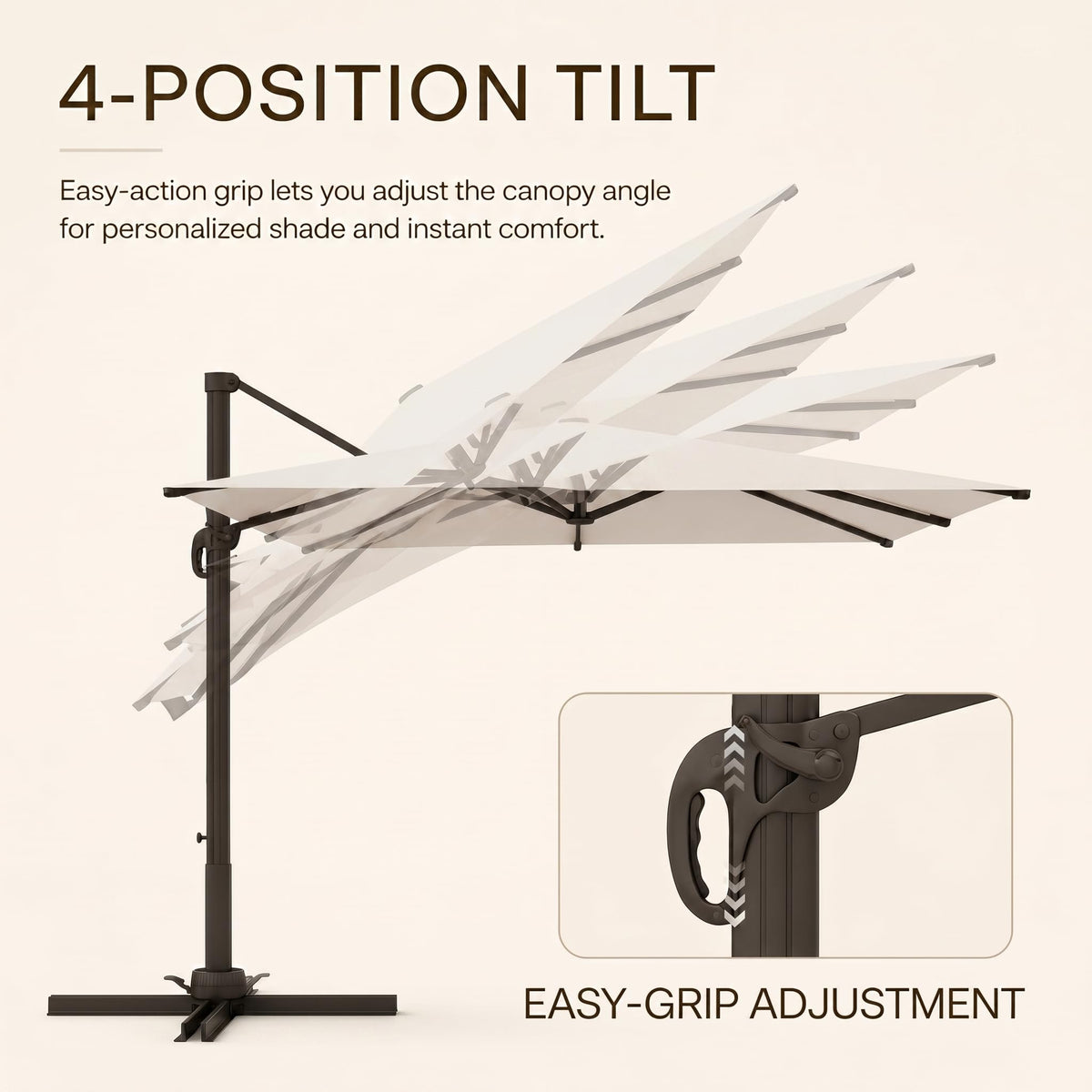 11ft Offset Cantilever Patio Umbrella with Solar Lights A749548