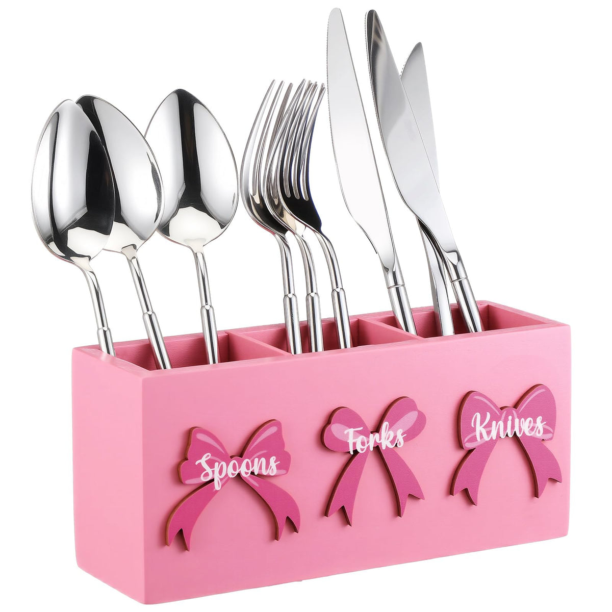 Pink Wood Utensil Holder E5479