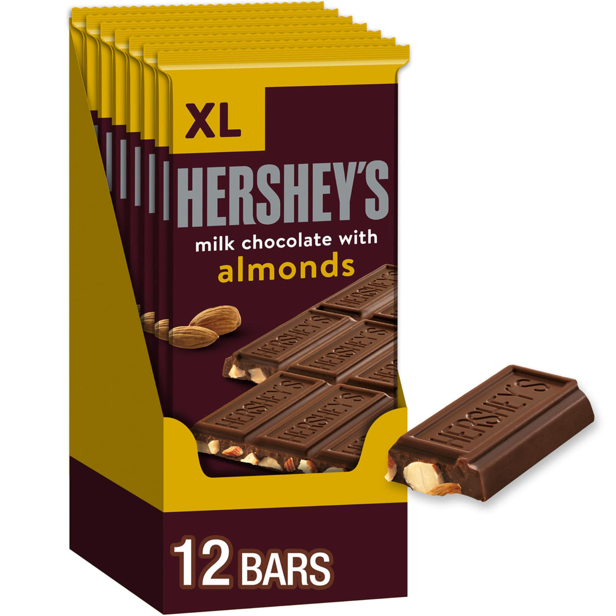 Milk Chocolate with Almonds Candy Bars, 4.25 oz, 12 ct B484230