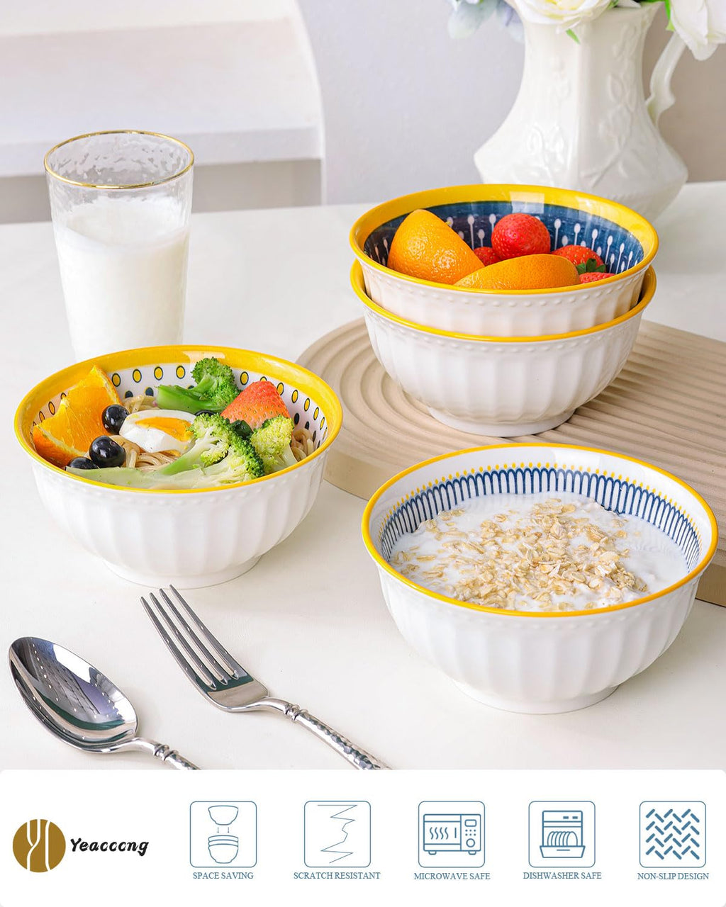Bohemian Ceramic Bowls Set of 4 G469701