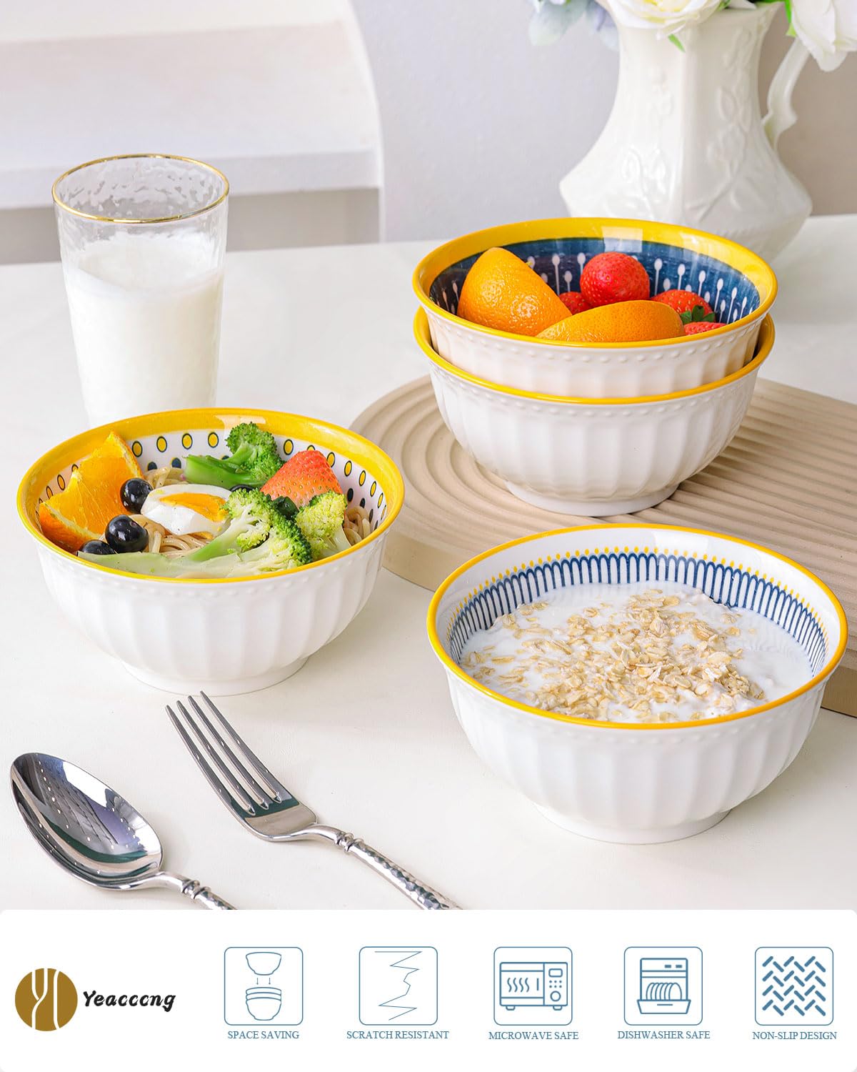 Bohemian Ceramic Bowls Set of 4 G469701