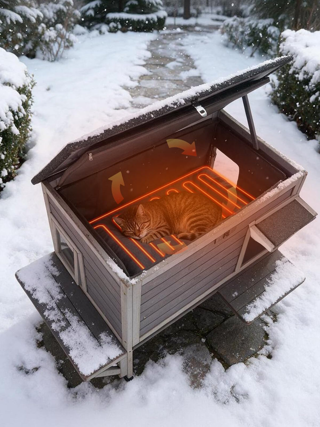 6-Sides Insulated Outdoor Heated Cat House B110
