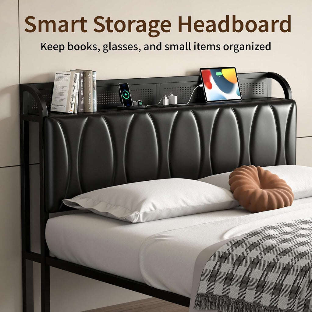 Black Full Size Upholstered Bed Frame with Storage D983988