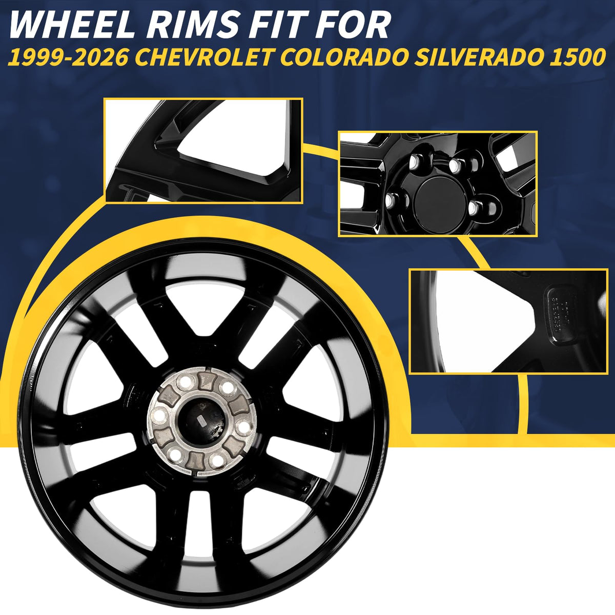 20" 20x9 Inch Gloss Black Aluminum Alloy Wheel Rim O1665