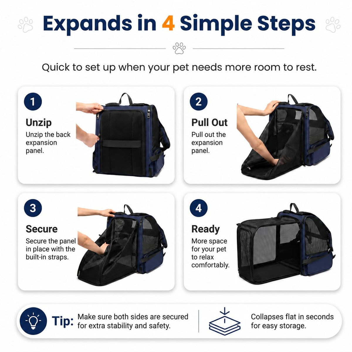 Blue Expandable Cat Carrier Backpack Q441102