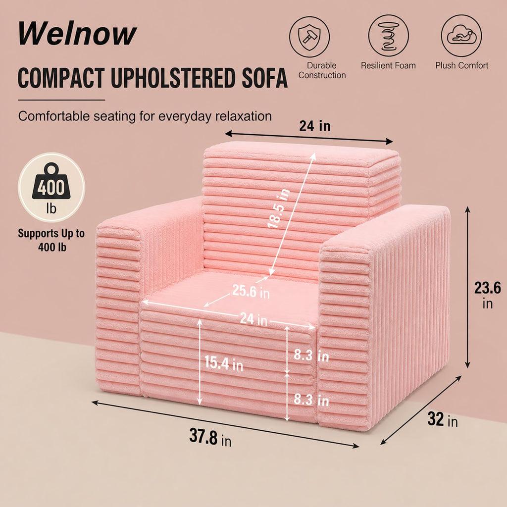 Pink Folding Sofa Bed with Ottoman E467