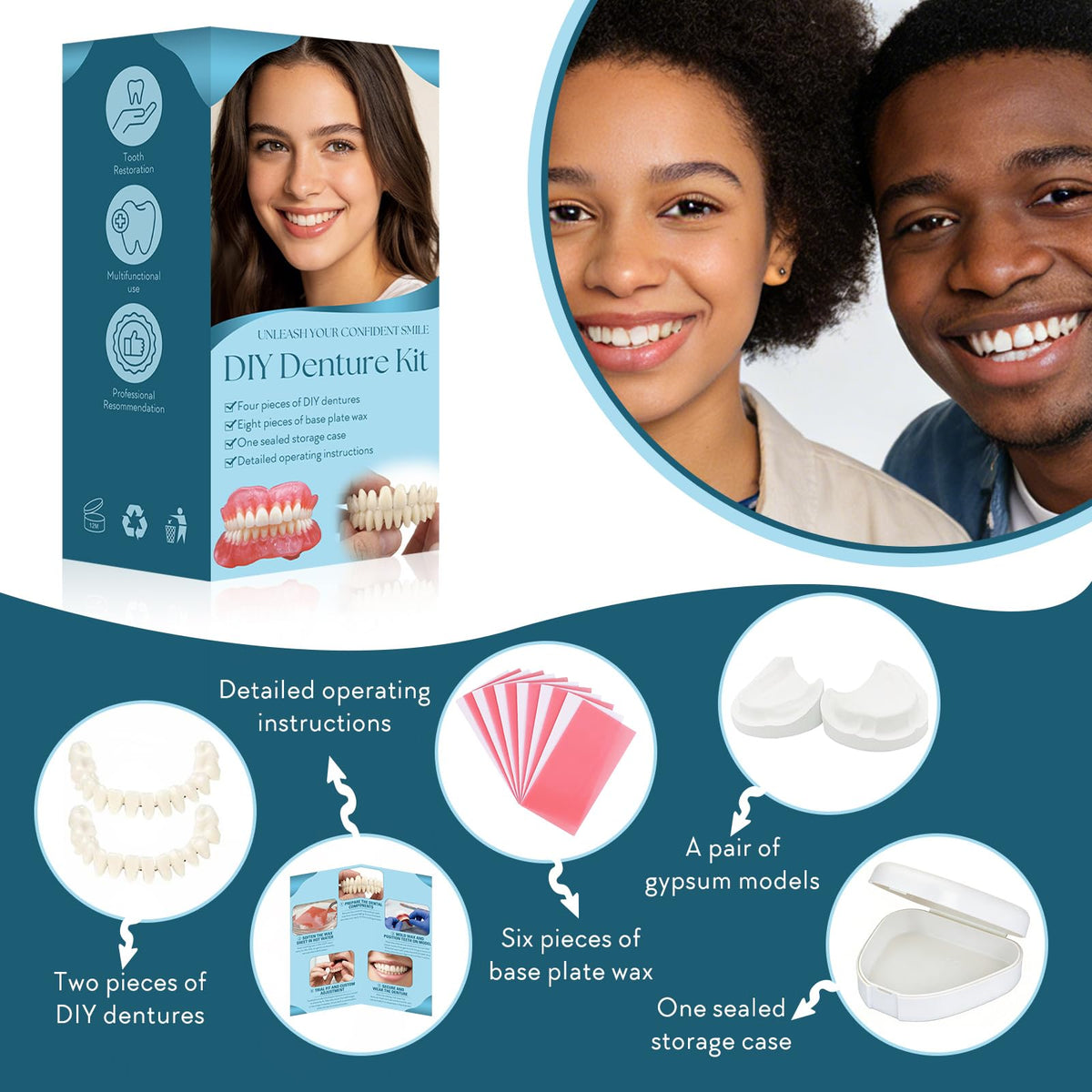 DIY Denture Kit, Temporary Full Set of Dentures Z608