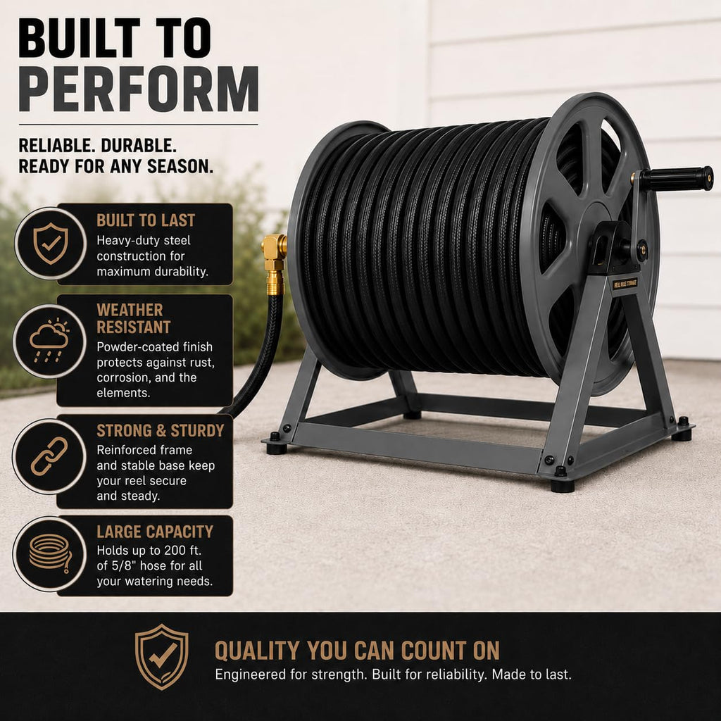 200ft Heavy Duty Metal Floor and Wall Mounted Hose Reel P861741