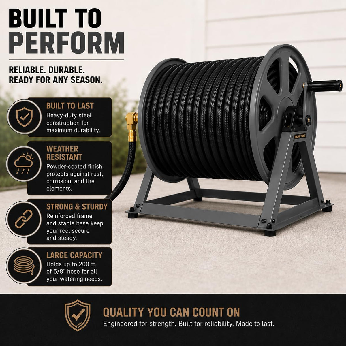 200ft Heavy Duty Metal Floor and Wall Mounted Hose Reel P861741