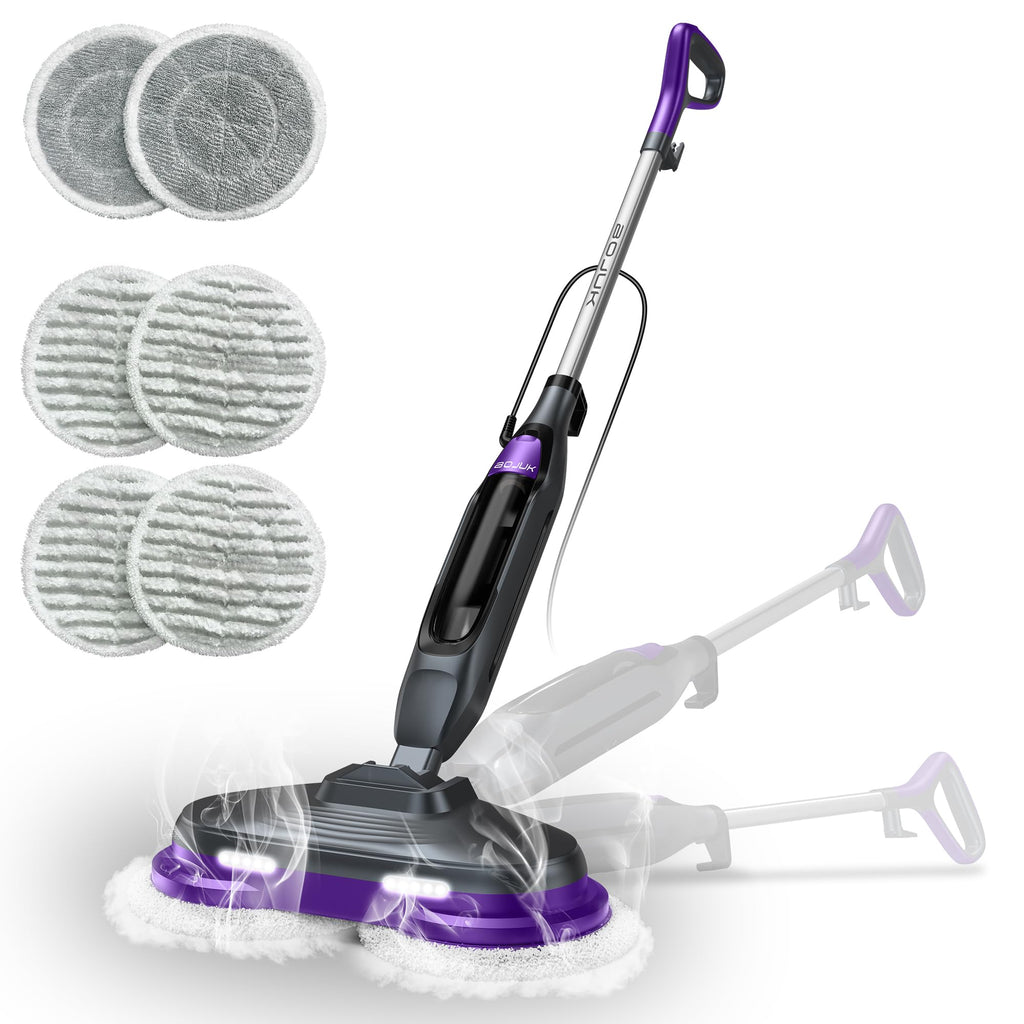 Rotating Scrub & Steam Mop with 6 Scrub Pads V806