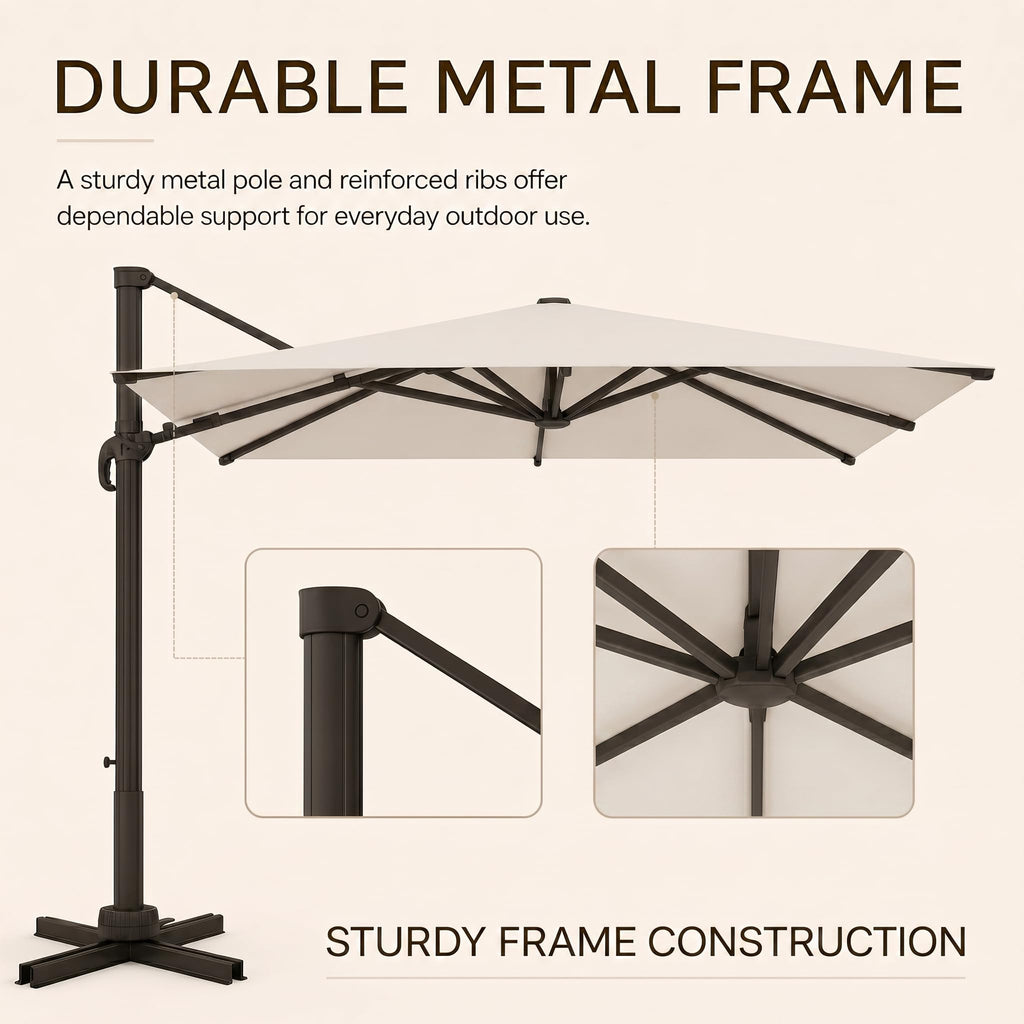 11ft Offset Cantilever Patio Umbrella with Solar Lights A749548