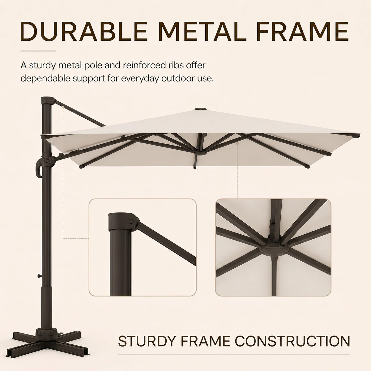 11ft Offset Cantilever Patio Umbrella with Solar Lights A749548