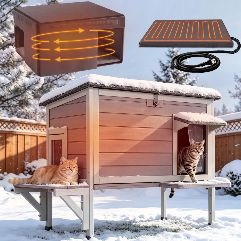 6-Sides Insulated Outdoor Heated Cat House B110