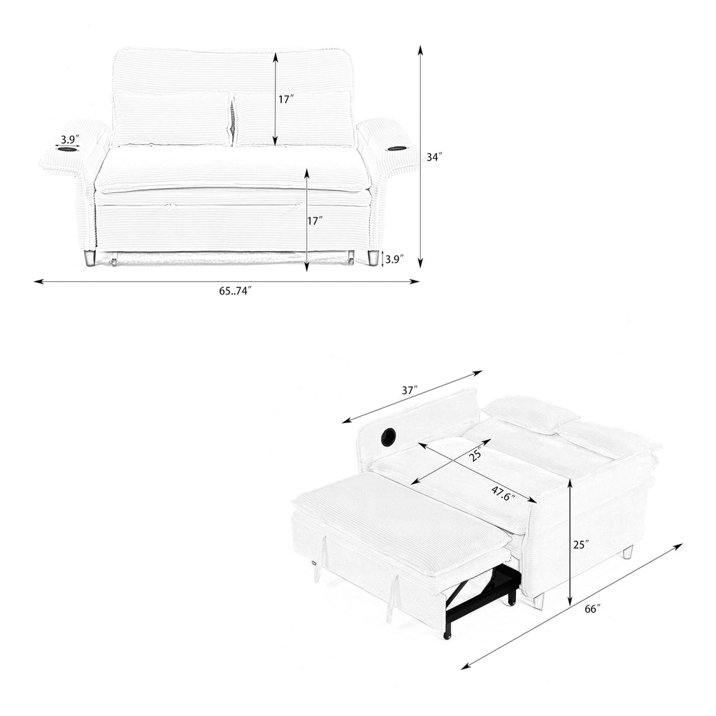Pink Convertible Sleeper Sofa Bed R68530