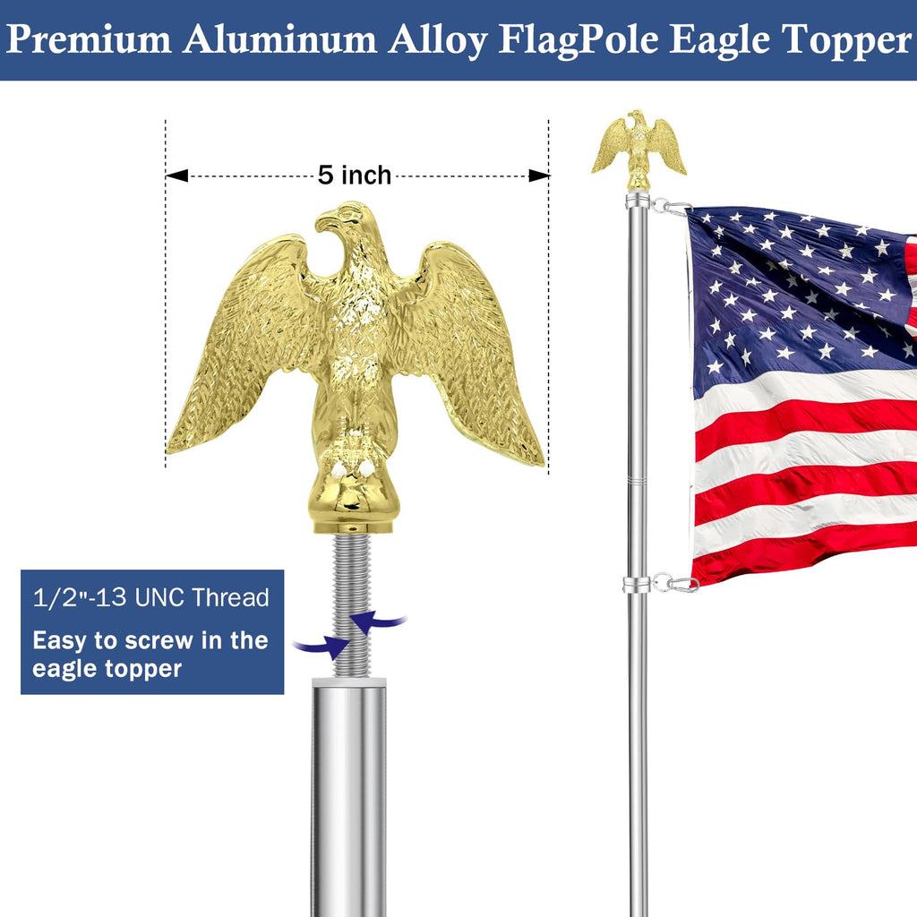 5 FT Stainless Steel Flag Pole with Eagle Topper E932