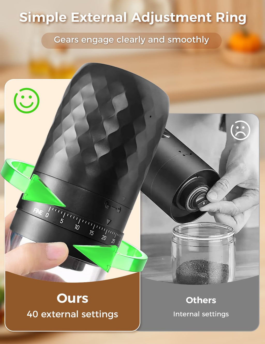 Portable Electric Coffee Grinder with 40 Adjustable Settings C89927