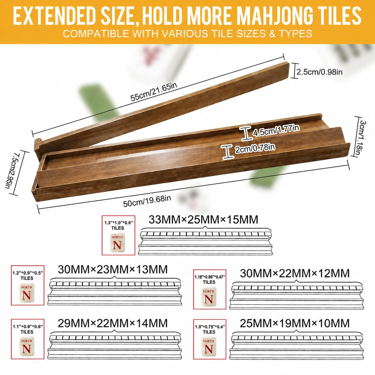 Acacia Wooden Mahjong Racks with Pushers W23278