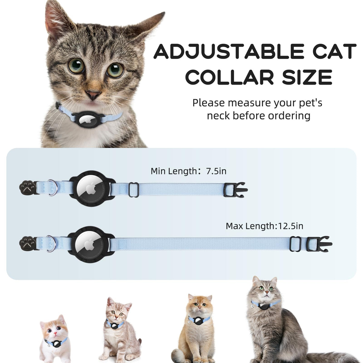 Cat Collar with AirTag Holder and Bell C969