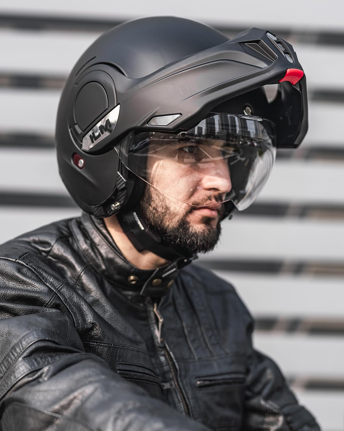 Matte Black Full Face Modular Motorcycle Helmet V9756