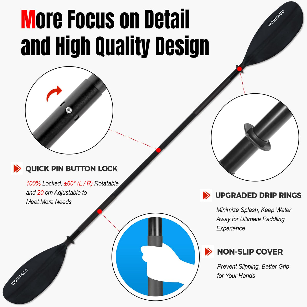 Adjustable Lightweight Kayak Paddle T3014
