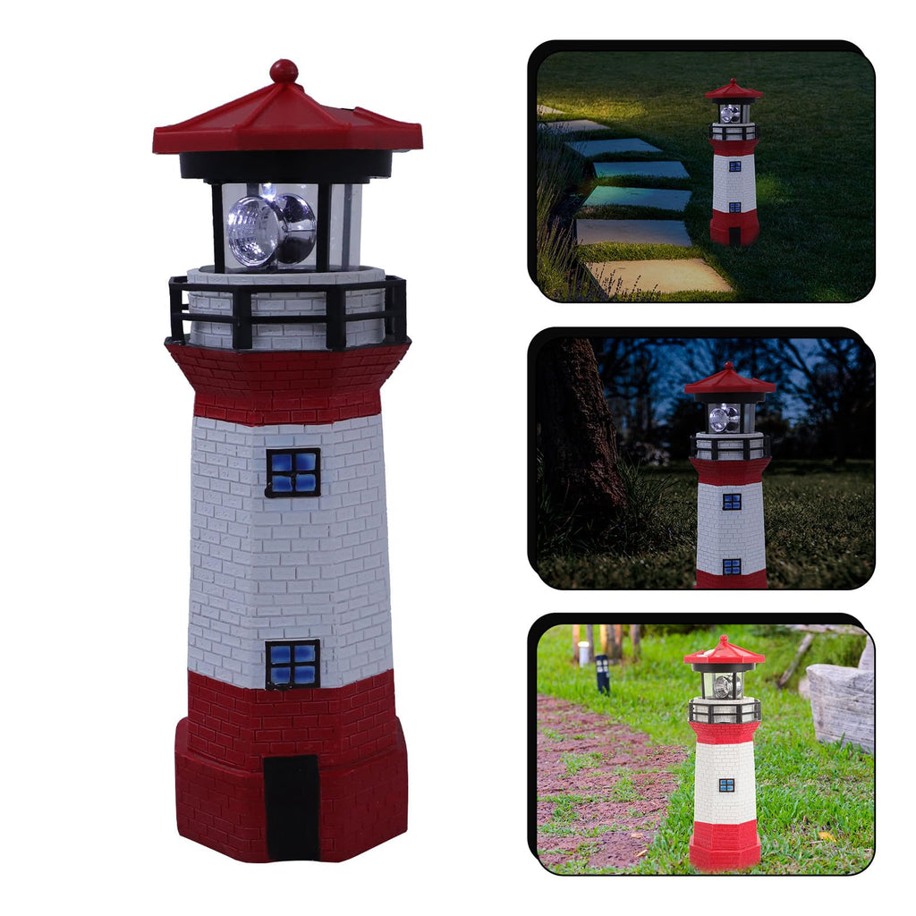 Solar Powered Rotating Lighthouse Resin LED Light D588