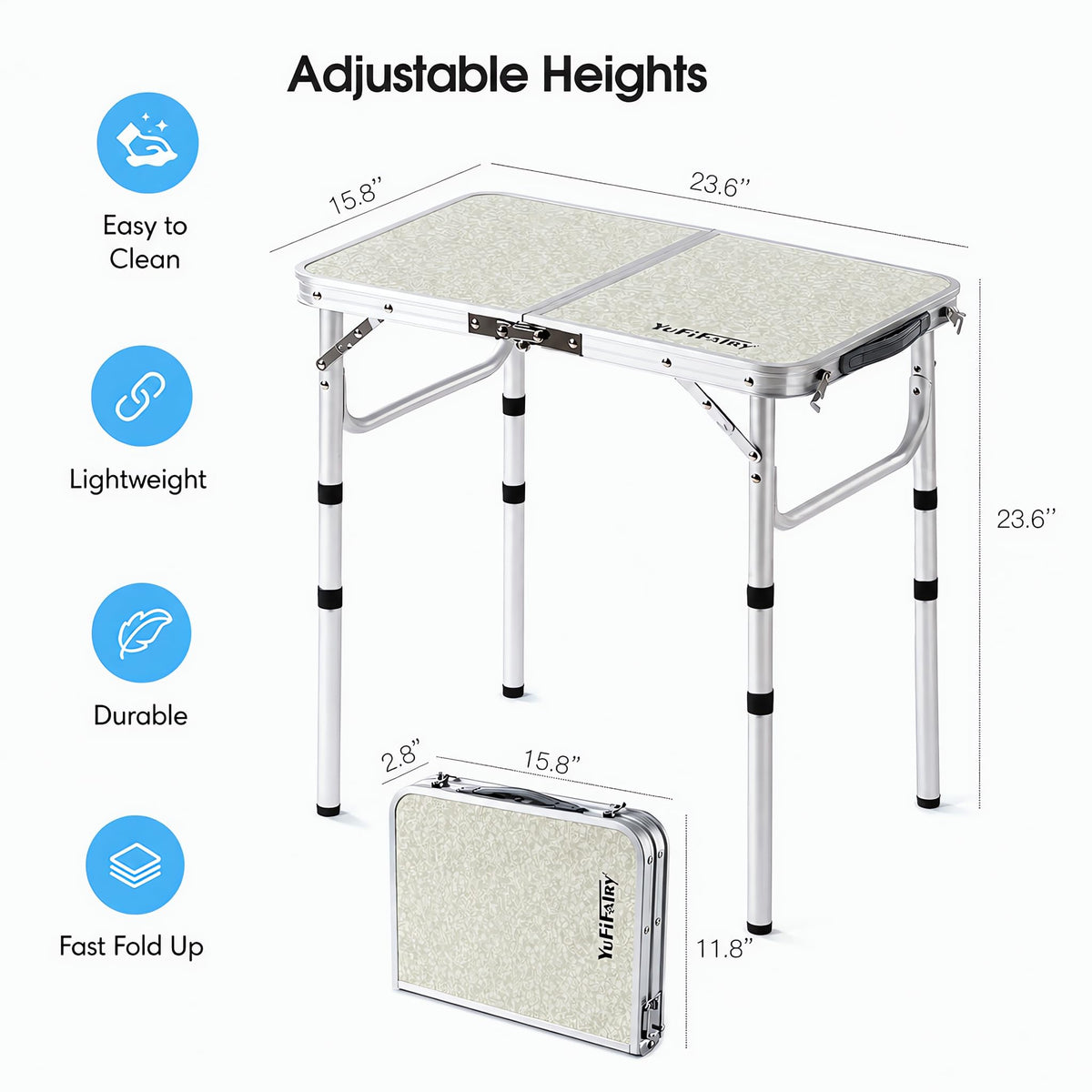 Adjustable Height Small Folding Camp Table P59181