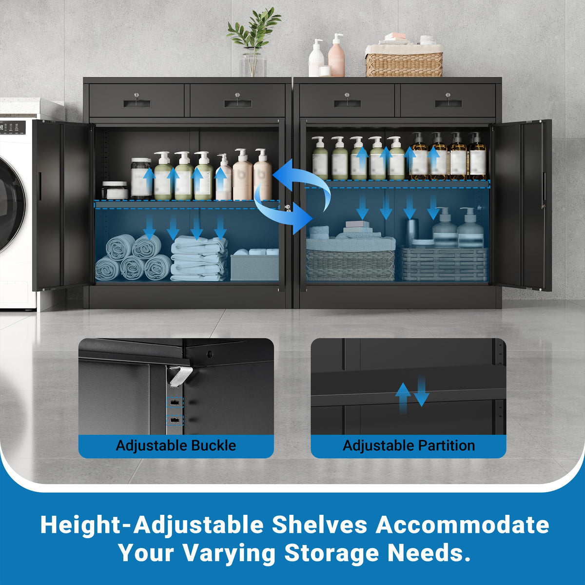 Metal Storage Cabinet with 2 Drawers & Shelves X57862