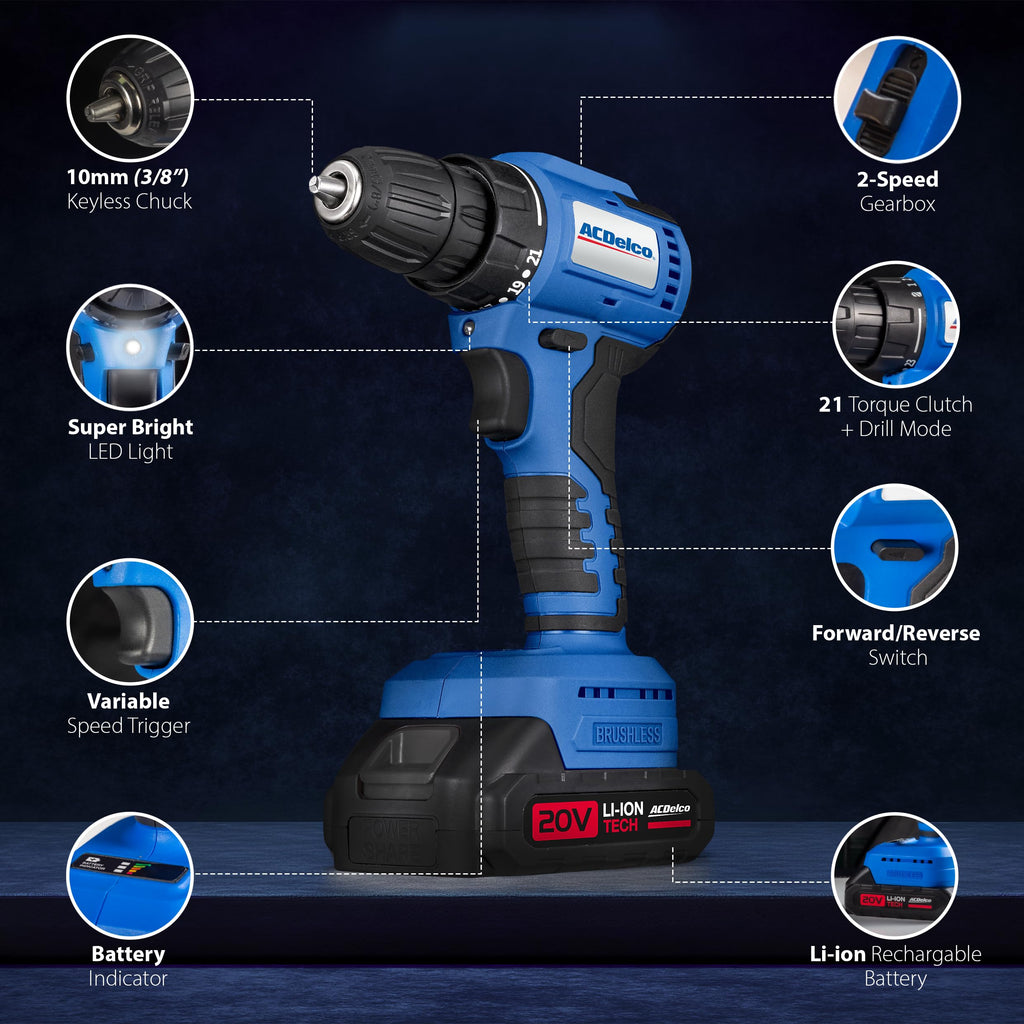 20V Cordless Drill Set with Battery and Charger J139