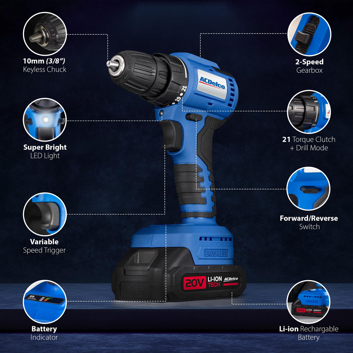 20V Cordless Drill Set with Battery and Charger J139