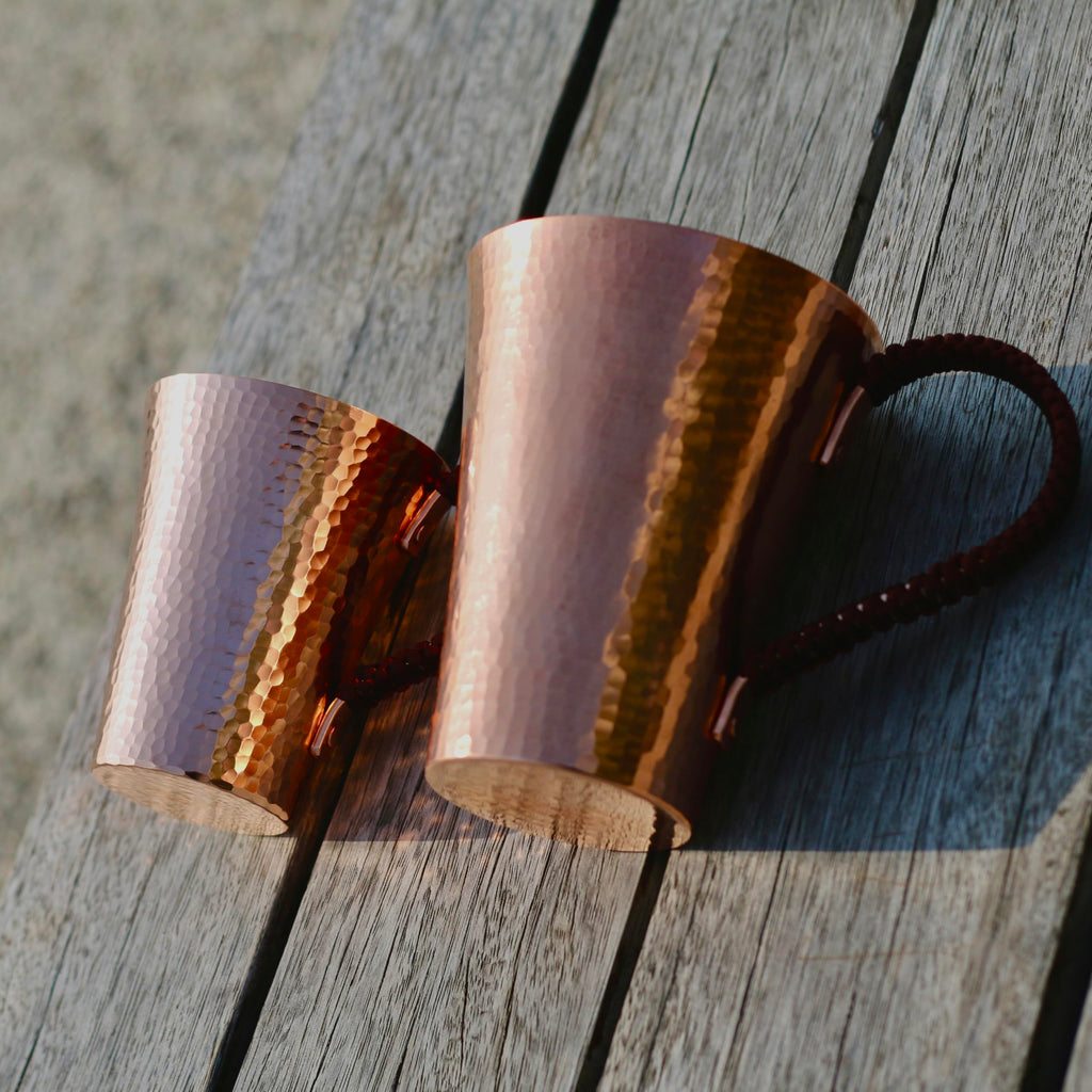 Copper Hand Hammered Ice Tea Cup with Handle 15 OZ U972